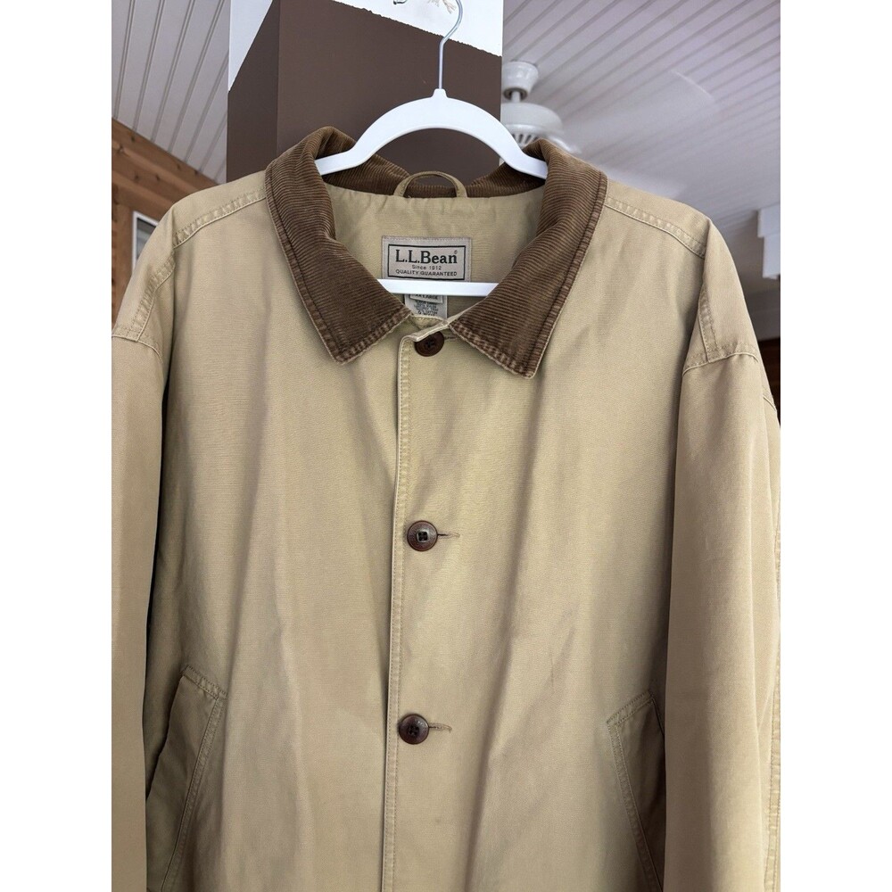 L.L. Bean Beige Lined Barn Coat Chore Jacket Corduroy Collar- Size Men’s XXL